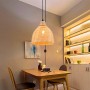 Wicker pendant lamp with pulley "SASKI".