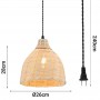 Wicker pendant lamp with pulley "SASKI".