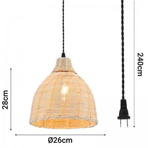 Wicker pendant lamp with pulley "SASKI".