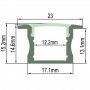 Extruded aluminum profile for embedding 23x15mm (Bar 2ml)