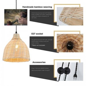 Wicker pendant lamp with pulley "SASKI".