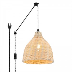 Wicker pendant lamp with pulley "SASKI".