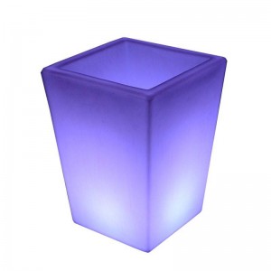 White Resin RGBW LED Planter, 40x40x55cm, 12W, IP65, Rechargeable