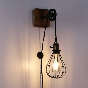 Vintage hanging wall light "PENDOL" pulley and socket