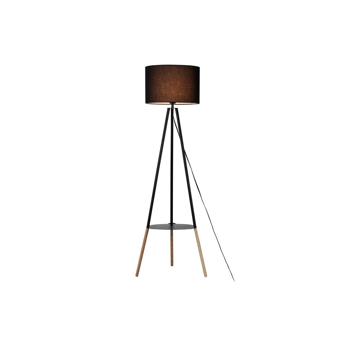 Floor Lamp with Tripod or Table "Mandí" in Nordic black wood