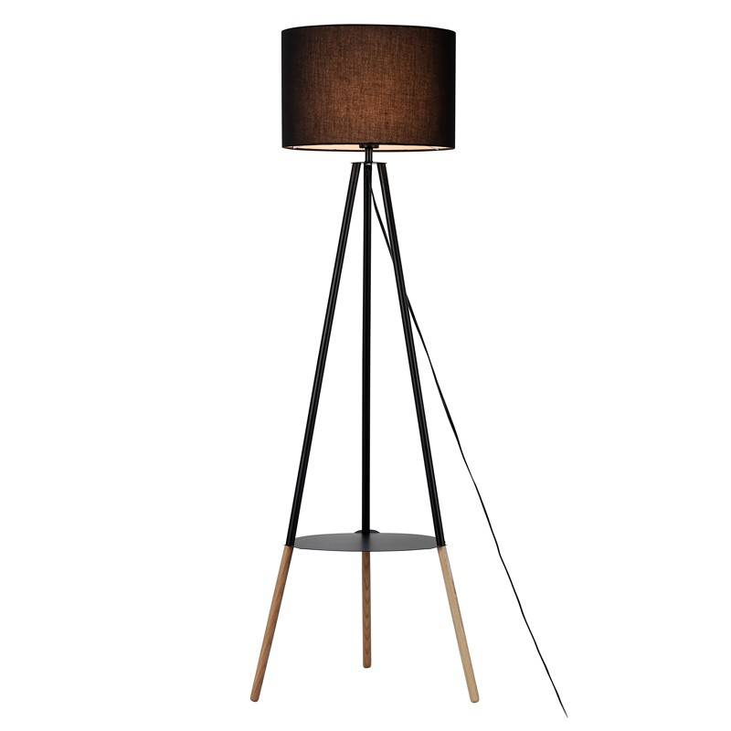 Floor Lamp with Tripod or Table "Mandí" in Nordic black wood