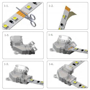 Connector "L" strip to strip RGB 10mm 4pin for corners