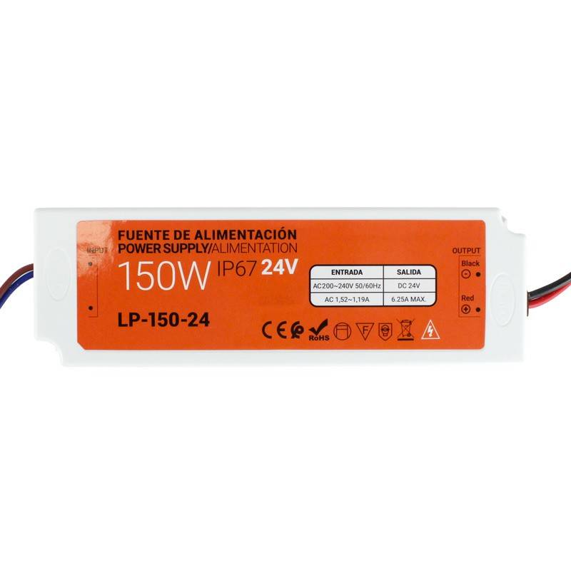 Compact waterproof power supply 24V 150W IP67