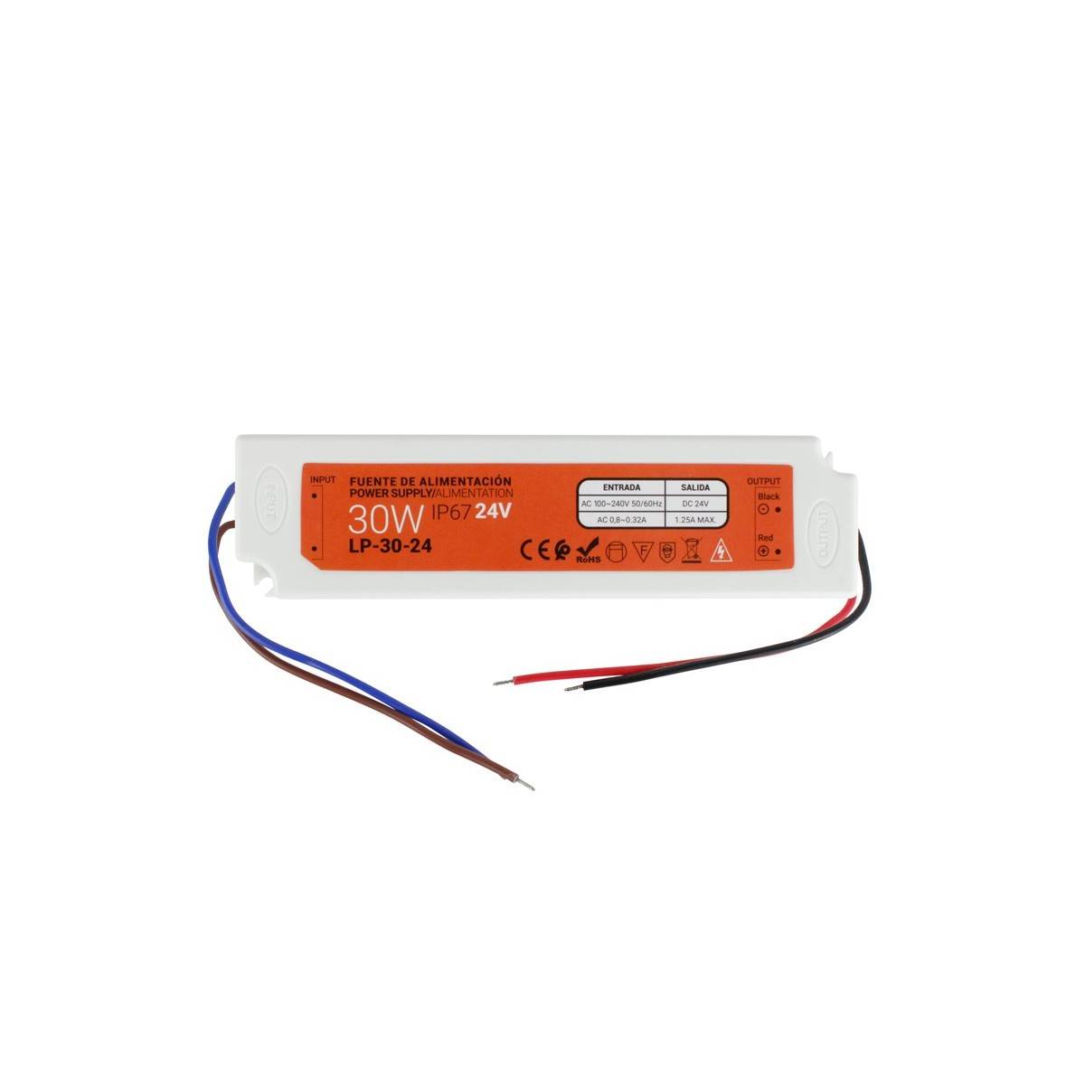 Compact waterproof power supply 24V 30W IP67