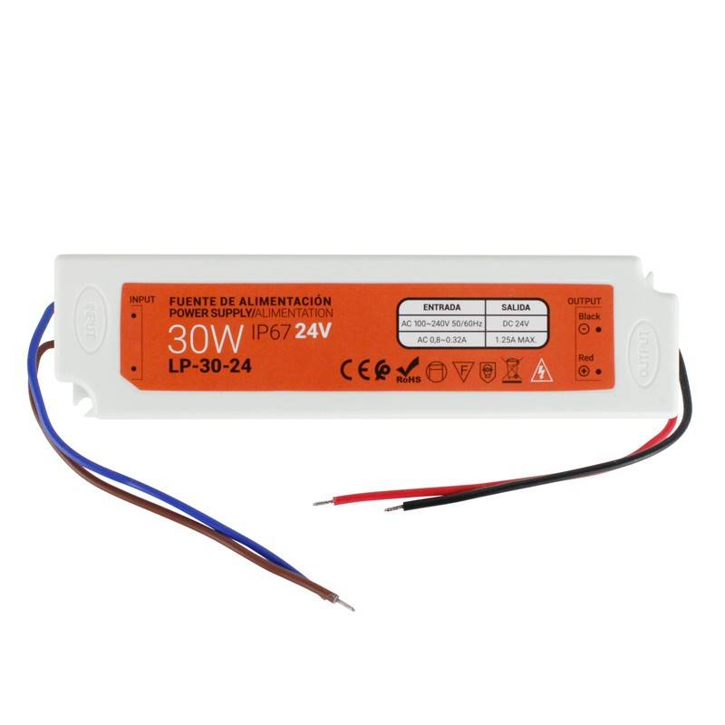 Compact waterproof power supply 24V 30W IP67