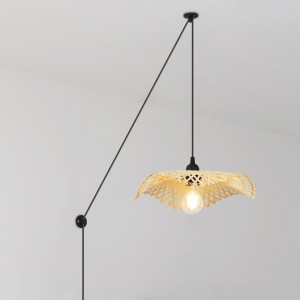 Wicker pendant lamp with pulley "ALINA".