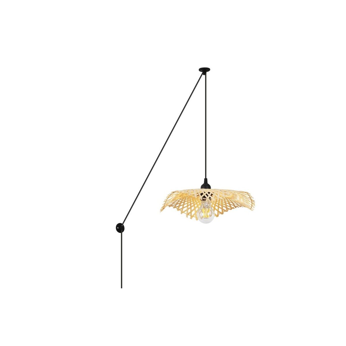 Wicker pendant lamp with pulley "ALINA".