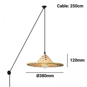 Bamboo pendant lamp with plug "NONA".