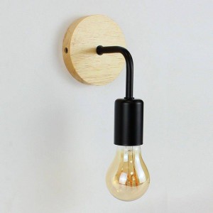 Wooden wall lamp with metal flexo "Morgan".