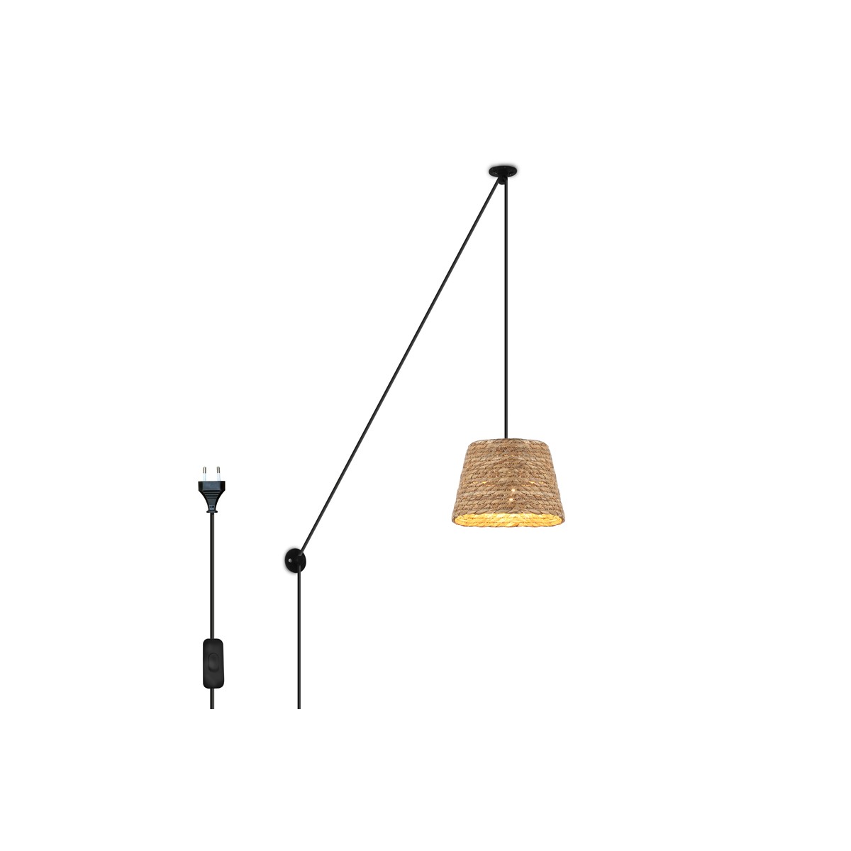Hemp adjustable pendant lamp "Moki" - E27