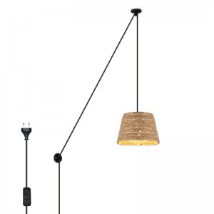 Hemp adjustable pendant lamp "Moki" - E27