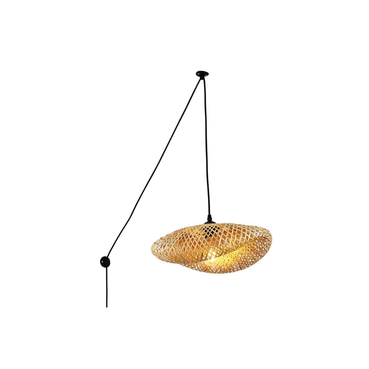 Wicker pendant lamp with plug "Vimet".