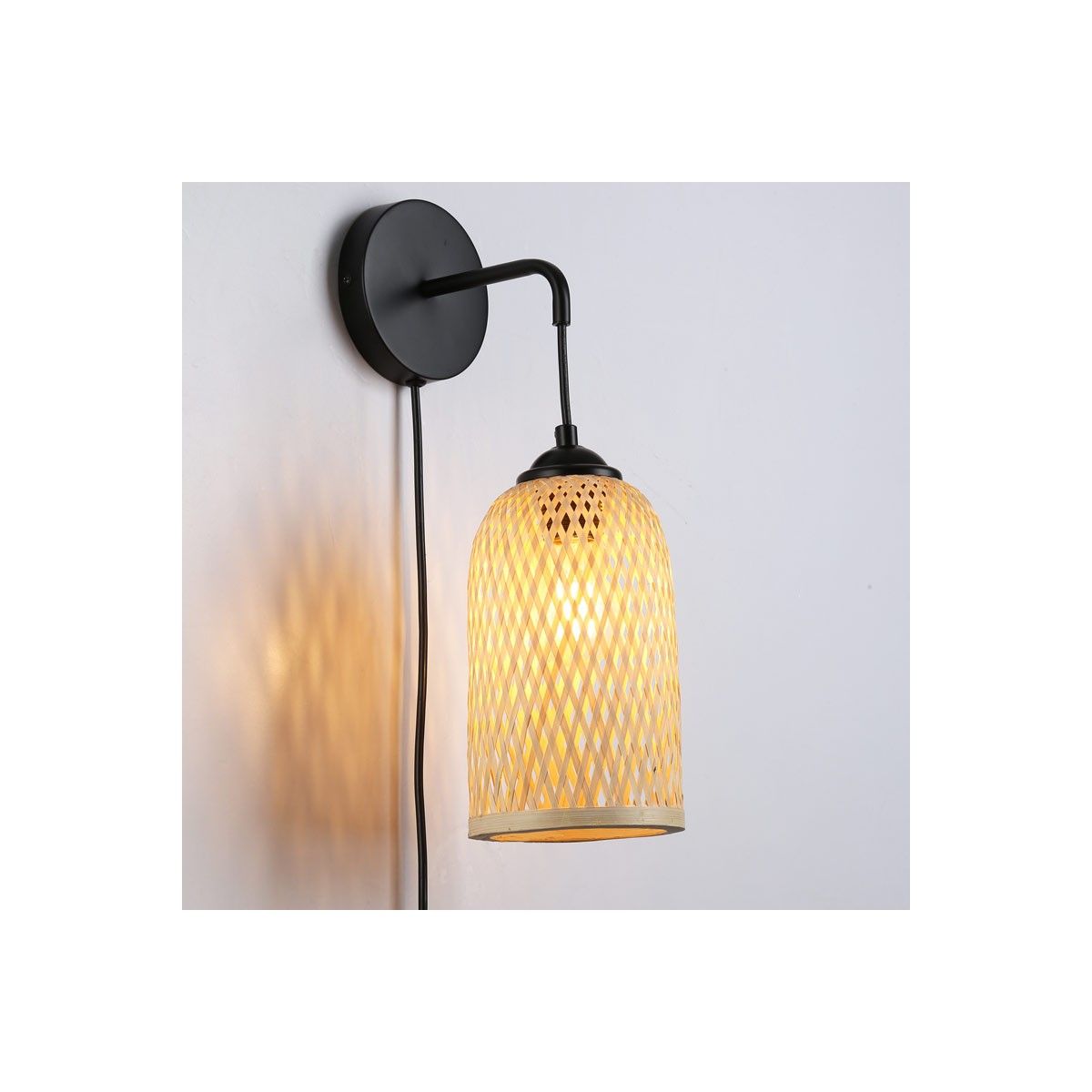 Wicker lamp lit