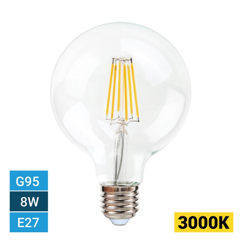 E27 G95 LED filament bulb - 8W