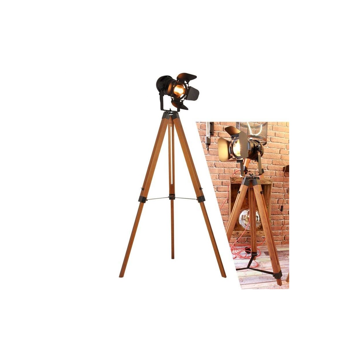 Vintage floor lamp with tripod "CINEMA" 137cm