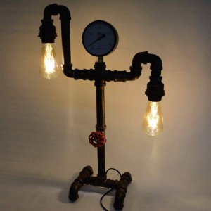 Vintage style table lamp with pipes