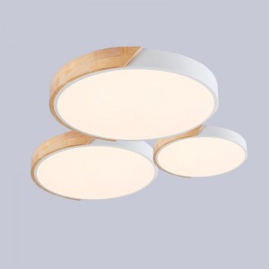 White and Wood LED Ceiling Light CCT ø508x50mm