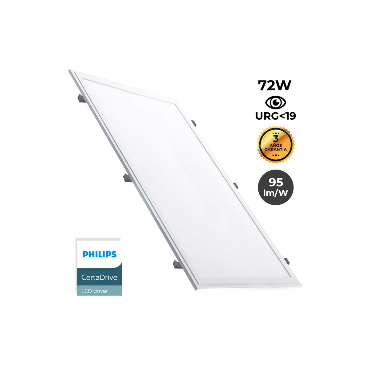 Recessed LED Panel 1200X600mm Slim 44W PHILIPS DRIVER UGR19 with mounting KIT