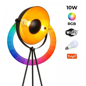 Vintage tripod floor lamp "Galilen" + RGBW + CCT WiFi bulb - 9W