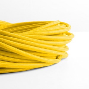 Yellow cotton coated round electric cable