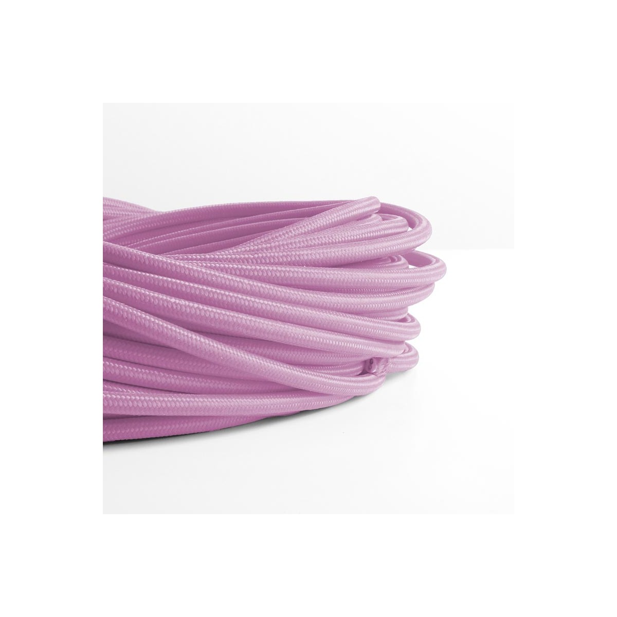 Electric cable coated with pink cotton