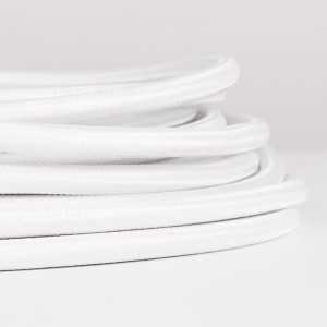 White cotton coated round electrical cable