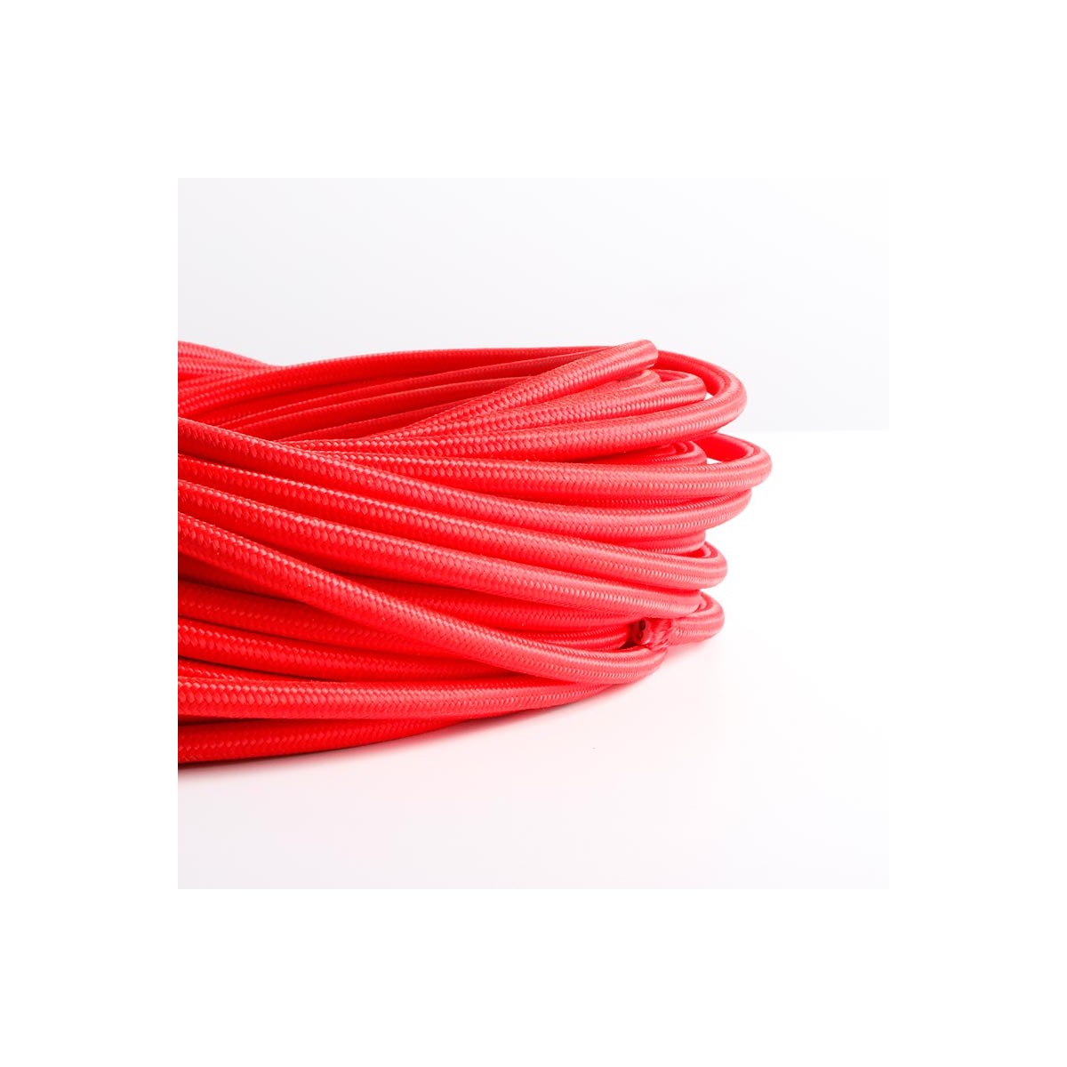 Round cotton coated power cable Red
