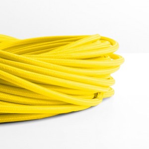 Citrus Yellow cotton coated round electric cable