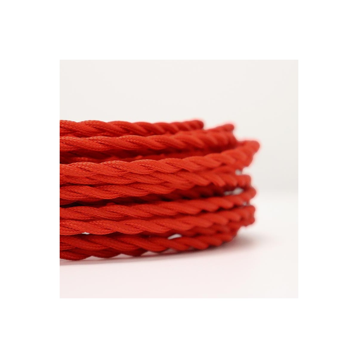 Braided electric cable in silk effect fabric Red color