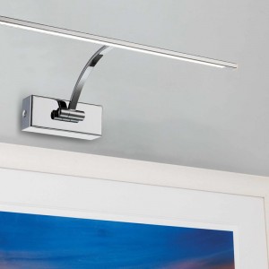 Nickel-plated wall light for picture lighting