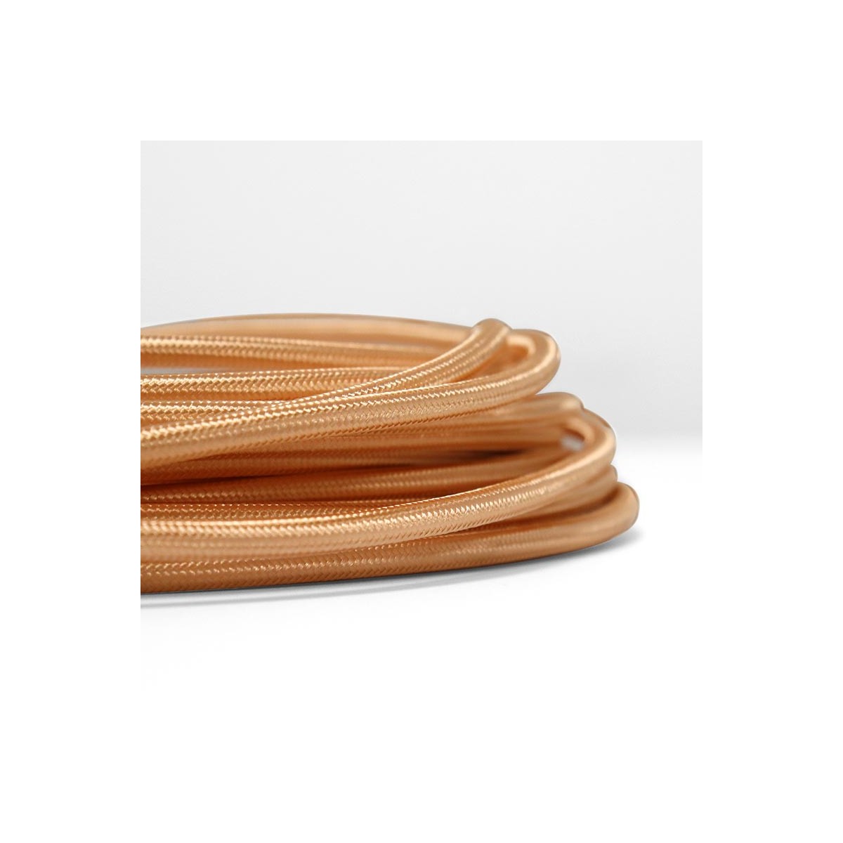 Round electric cable in silk effect fabric in Rose Gold color