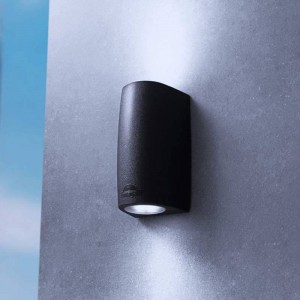 MARTA 90 WALL LAMP FOR INDOOR/OUTDOOR FUMAGALLI MARTA 90 IN OPAL BLACK, DOUBLE LAMP HOLDER GU10 TOP BOTTOM, IP55