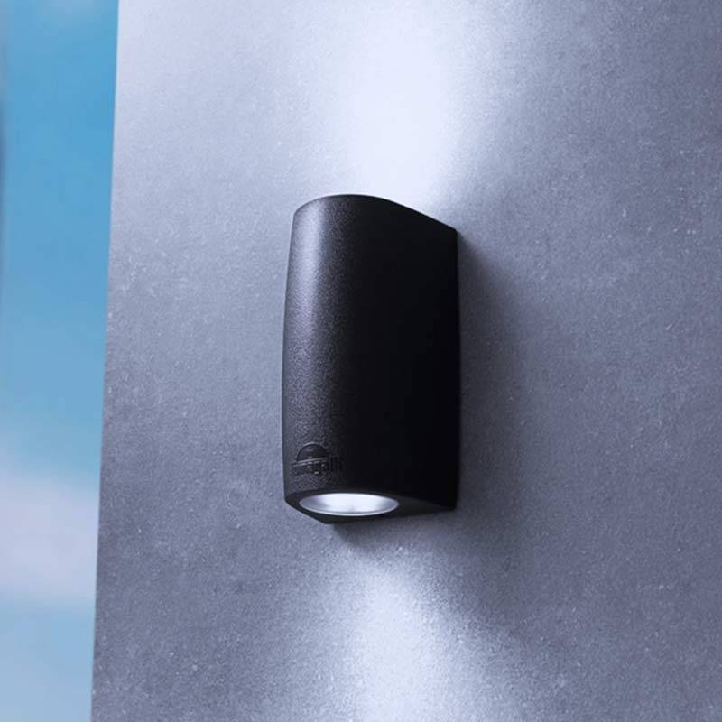MARTA 90 WALL LAMP FOR INDOOR/OUTDOOR FUMAGALLI MARTA 90 IN OPAL BLACK, DOUBLE LAMP HOLDER GU10 TOP BOTTOM, IP55