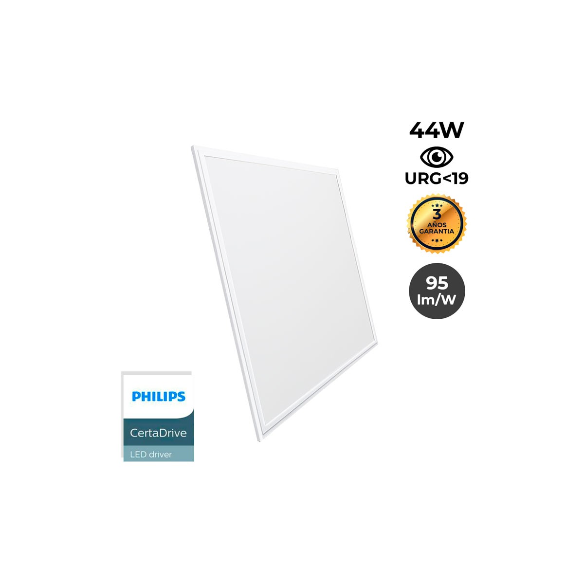 Recessed LED Panel 60X60cm 44W 3960LM UGR19 Philips Driver