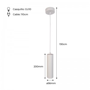 White tube pendant lamp