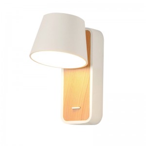 KOPPEN" 6W 2700K White and Wooden Rotating LED Wall Light for Bedrooms