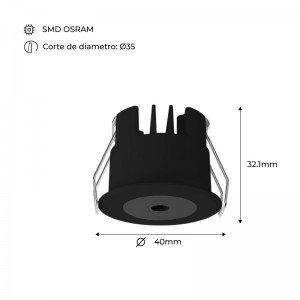 Downlight LED recessed Mini 3W Low UGR 40x32,1mm