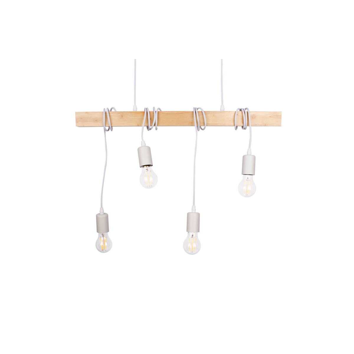Wooden pendant lamp "Otto" with white vintage and rustic style