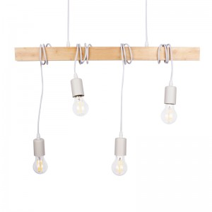 Wooden pendant lamp "Otto" with white vintage and rustic style