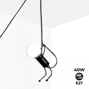 Black pendant lamp for bedroom ceiling Nordic style with long cord and plug