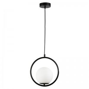 Black pendant ceiling lamp with crystal ball
