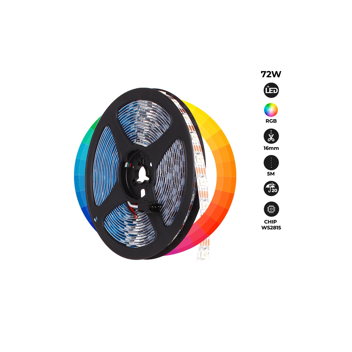 Tira Led 5050 Pixel Ws2815 Rgb Interior 5m 12v Ip20 60 Led/m