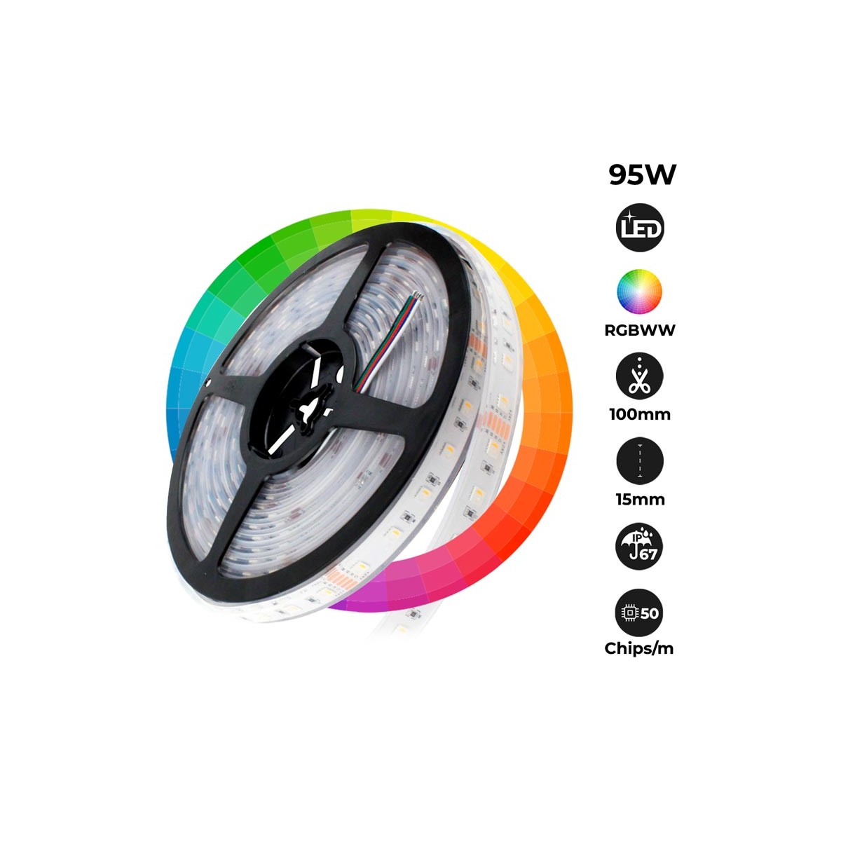 Waterproof LED Strip RGBWW 19W/m 24V 60CH/M IP67