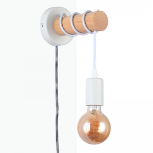 Wooden wall light with switch and plug "MILA".