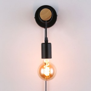 Wooden wall light with switch and plug "MILA".